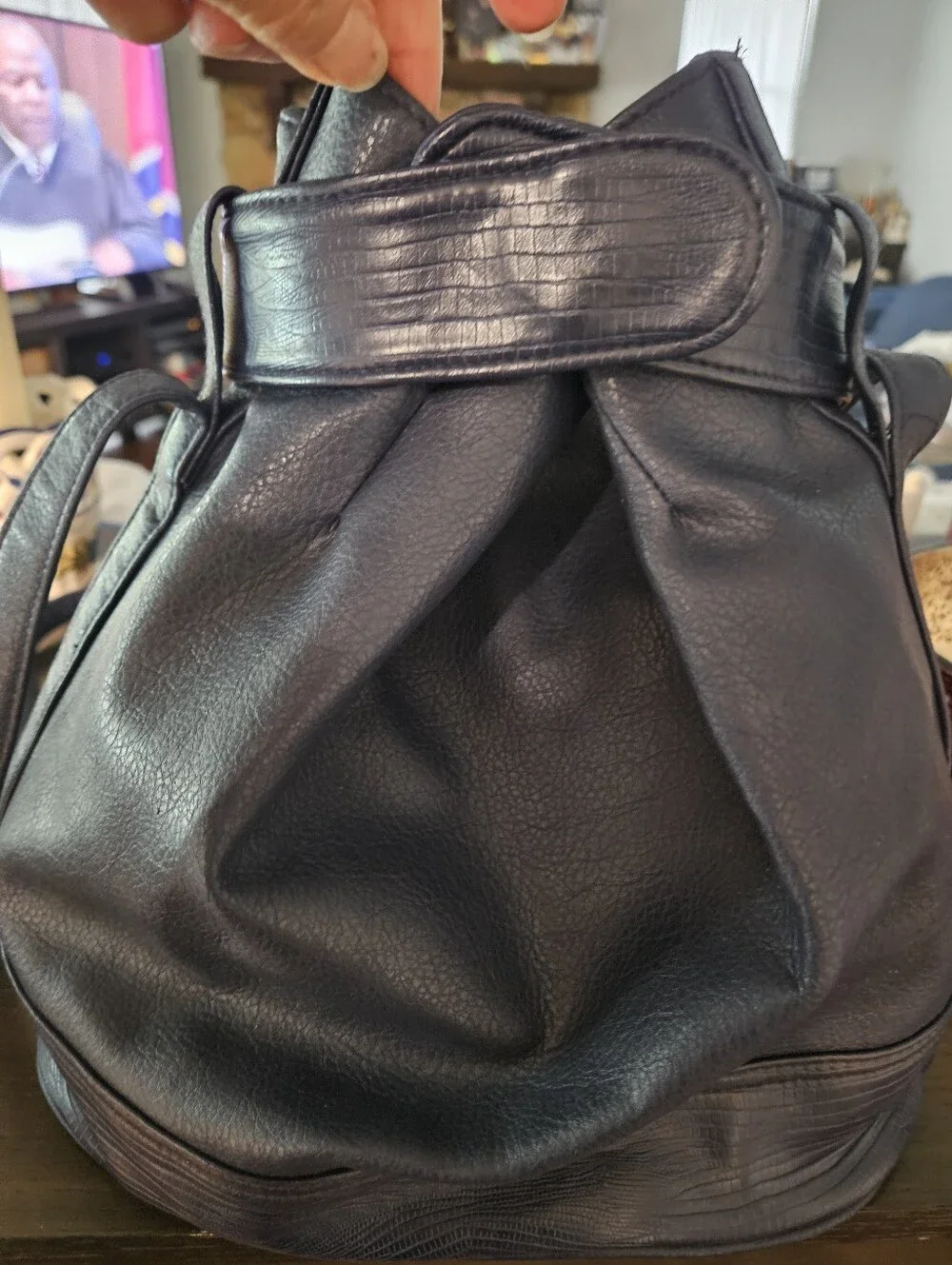 Vintage Anton Blue  Leather Bucket Bag - Women's Handbag